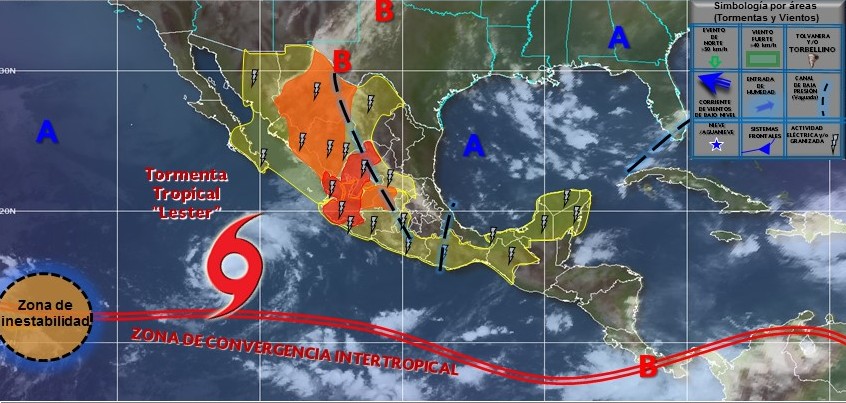 Vigilan zonas de inestabilidad y tormentas tropicales en Pacífico y océano Atlántico