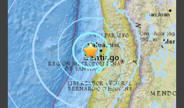 Sismo de magnitud 5,9 sacude costa de Valparaíso, Chile
