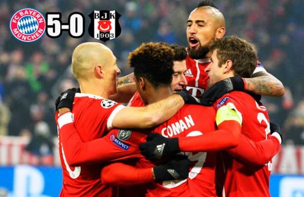 Directo a cuartos de final: Bayern masacró al Besiktas