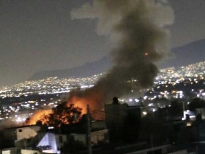 Momento de la explosión de pólvora en Tultepec