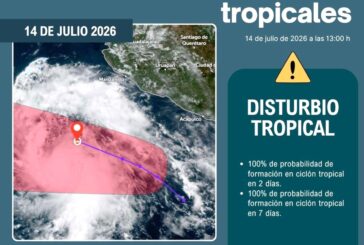Disturbio tropical se posiciona al suroeste de la franja costera de Michoacán, Colima y Jalisco