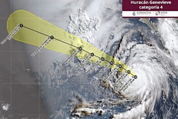 Huracán Genevieve se mantiene como categoría 4 y continúa alejándose de México