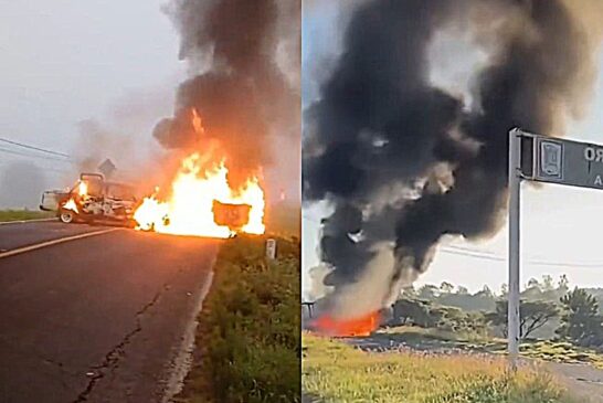 Bloqueos y quema de vehículos paralizan carreteras de Michoacán tras operativo federal