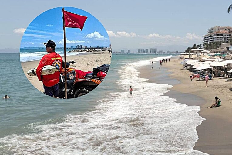 Bandera roja en playas de Puerto Vallarta