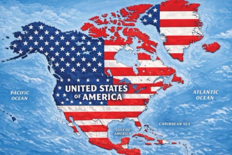 Mapa de Donald Trump sobre México y Estados Unidos