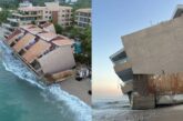 Erosión deja al borde del colapso dos torres de Punta Paraíso en San Pancho